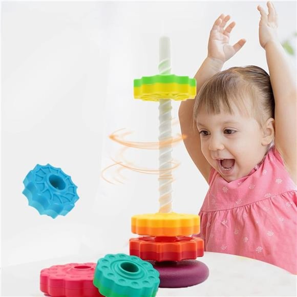 Baby Spin Stack Toy, Stacking Toy for Kids, Baby Spinning Stacking Toy - Picture 4 of 7